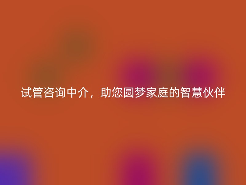 试管咨询中介，助您圆梦家庭的智慧伙伴