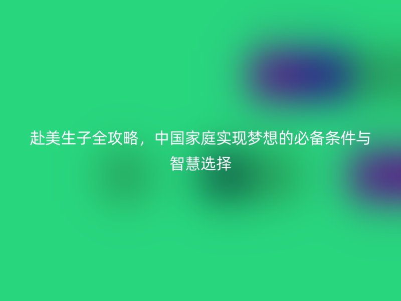 赴美生子全攻略，中国家庭实现梦想的必备条件与智慧选择
