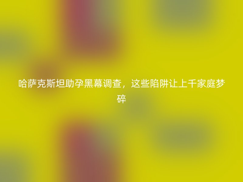 哈萨克斯坦助孕黑幕调查，这些陷阱让上千家庭梦碎