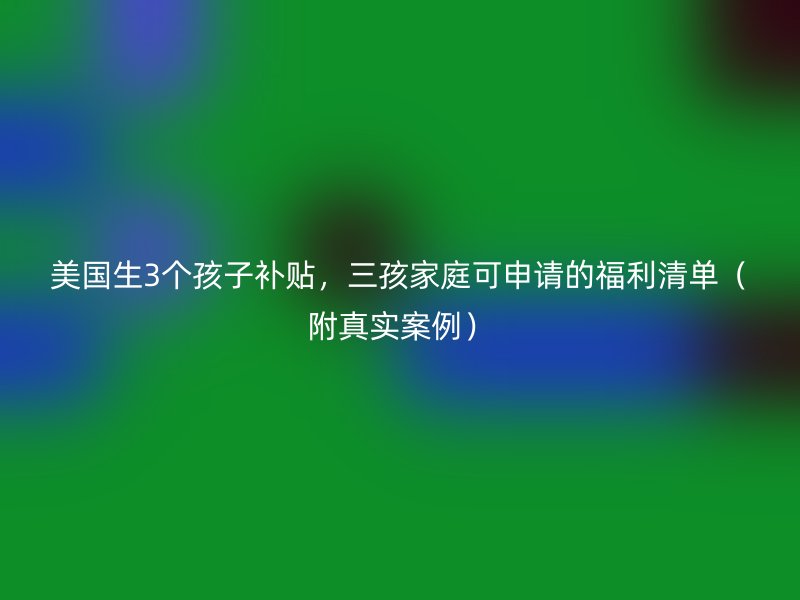 美国生3个孩子补贴，三孩家庭可申请的福利清单（附真实案例）