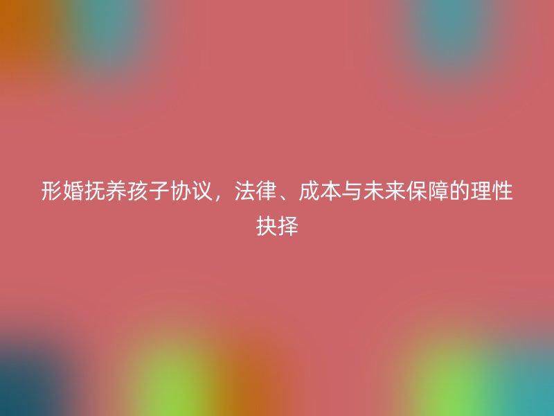 形婚抚养孩子协议，法律、成本与未来保障的理性抉择