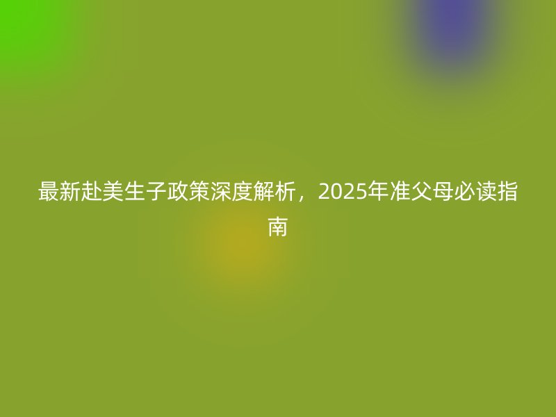 最新赴美生子政策深度解析，2025年准父母必读指南