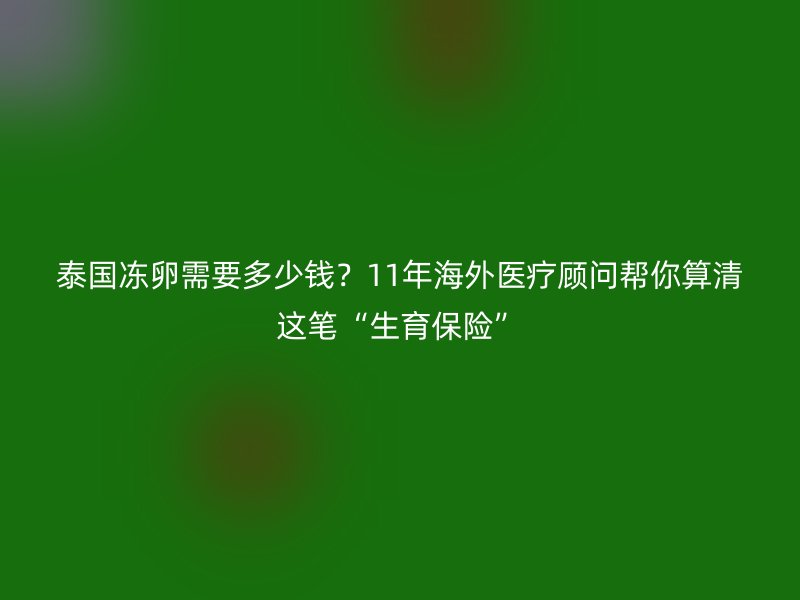 泰国冻卵需要多少钱？11年海外医疗顾问帮你算清这笔“生育保险”