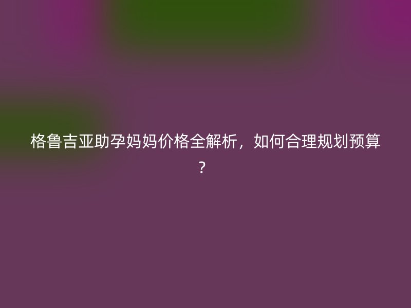 格鲁吉亚助孕妈妈价格全解析，如何合理规划预算？