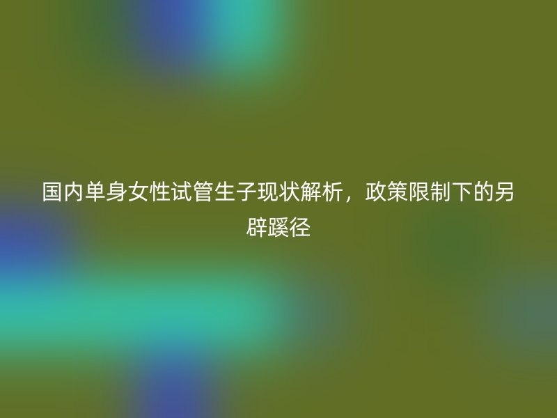 国内单身女性试管生子现状解析，政策限制下的另辟蹊径