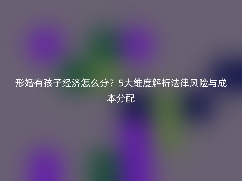形婚有孩子经济怎么分？5大维度解析法律风险与成本分配