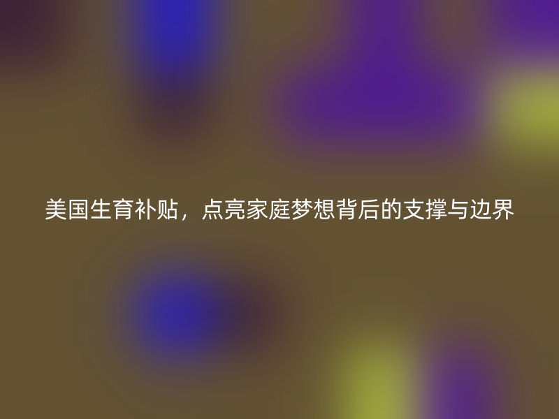 美国生育补贴，点亮家庭梦想背后的支撑与边界