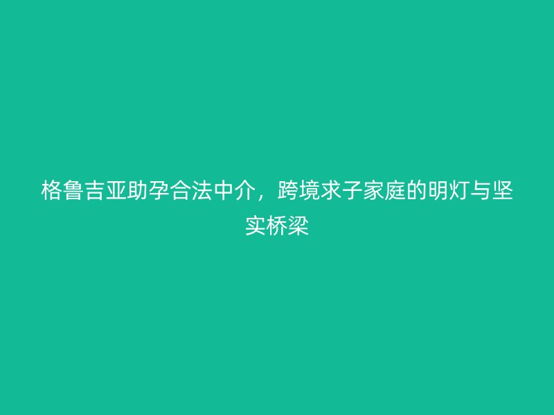 格鲁吉亚助孕合法中介，跨境求子家庭的明灯与坚实桥梁