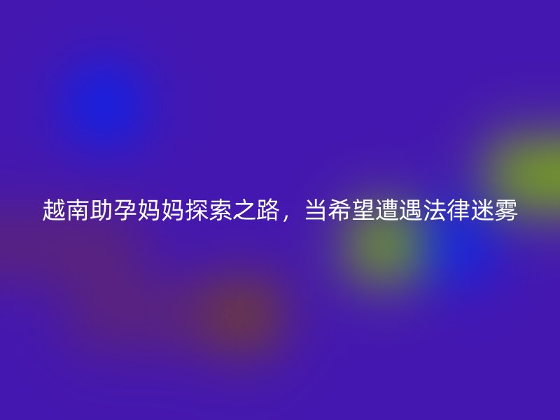 越南助孕妈妈探索之路，当希望遭遇法律迷雾