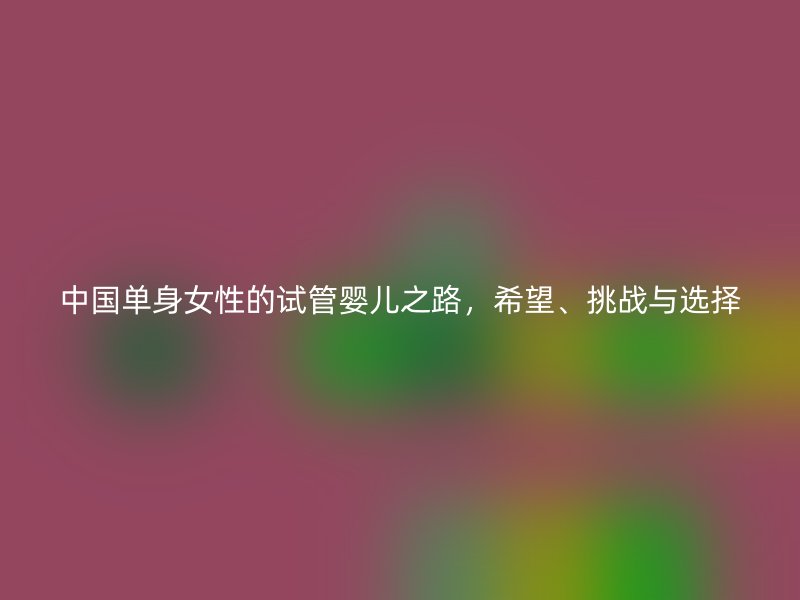 中国单身女性的试管婴儿之路，希望、挑战与选择