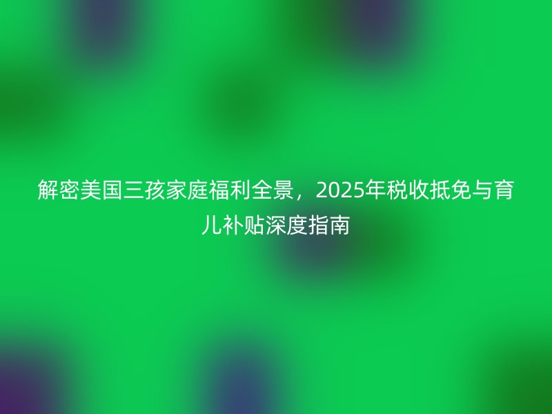 解密美国三孩家庭福利全景，2025年税收抵免与育儿补贴深度指南