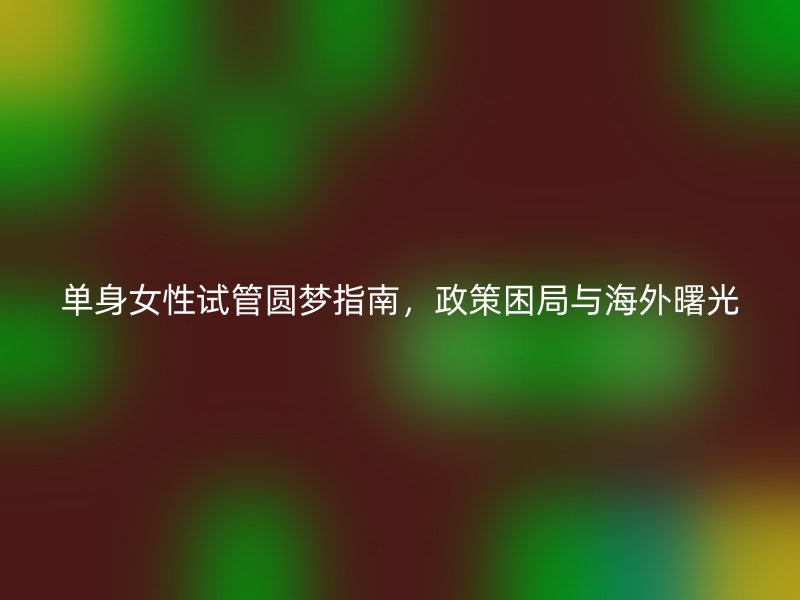 单身女性试管圆梦指南，政策困局与海外曙光