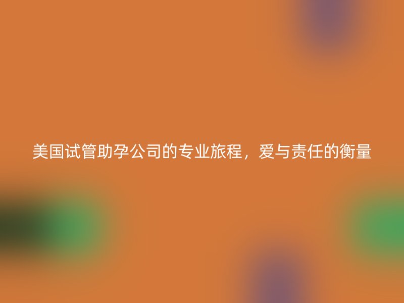 美国试管助孕公司的专业旅程，爱与责任的衡量