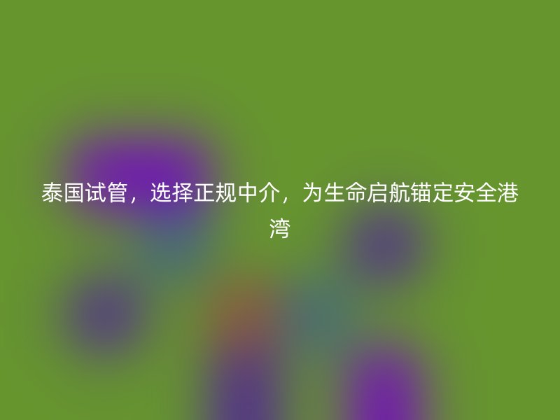 泰国试管，选择正规中介，为生命启航锚定安全港湾