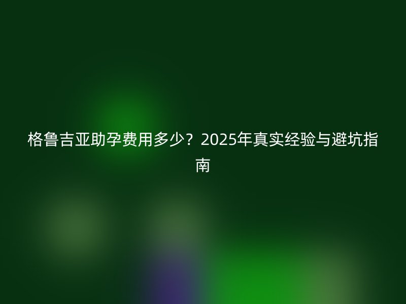 格鲁吉亚助孕费用多少？2025年真实经验与避坑指南