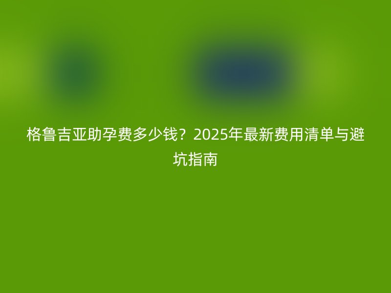 格鲁吉亚助孕费多少钱？2025年最新费用清单与避坑指南