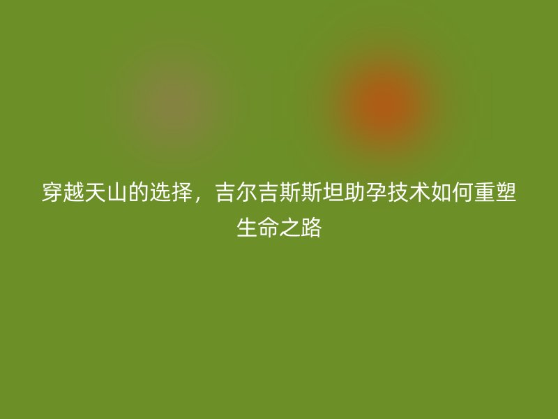 穿越天山的选择，吉尔吉斯斯坦助孕技术如何重塑生命之路