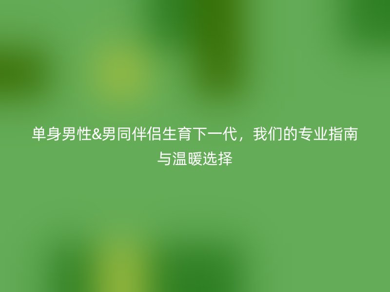 单身男性&男同伴侣生育下一代，我们的专业指南与温暖选择
