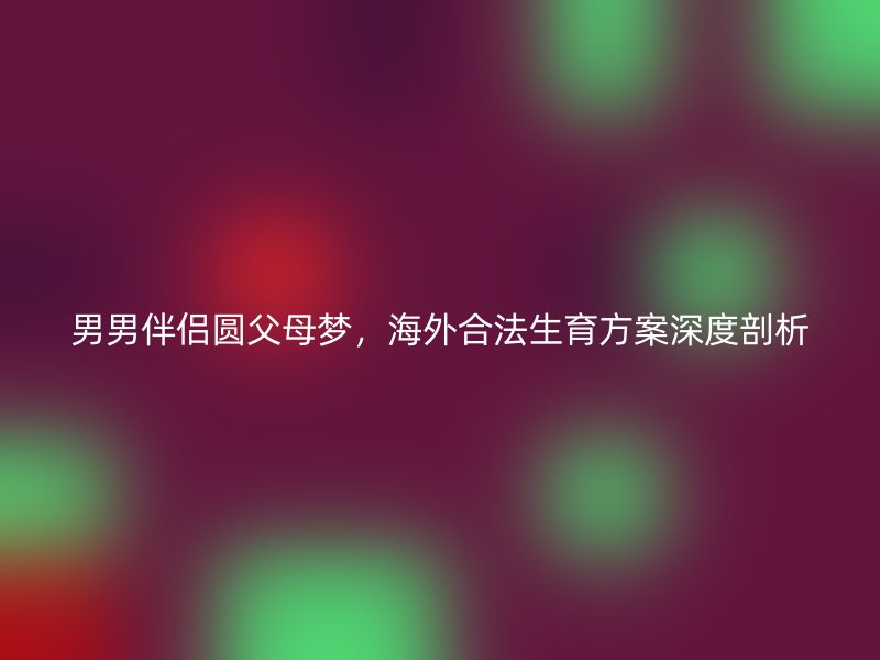 男男伴侣圆父母梦，海外合法生育方案深度剖析