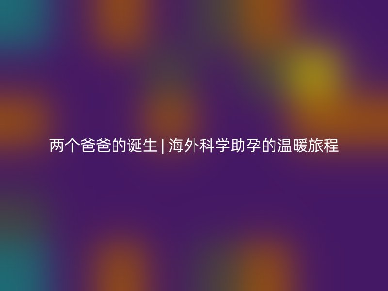 两个爸爸的诞生 | 海外科学助孕的温暖旅程