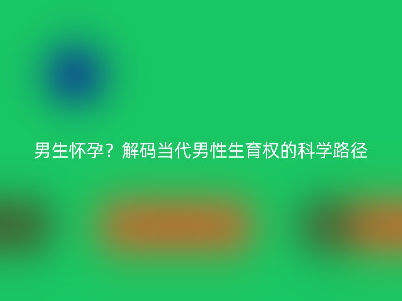 男生怀孕？解码当代男性生育权的科学路径