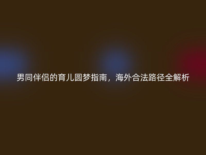 男同伴侣的育儿圆梦指南，海外合法路径全解析