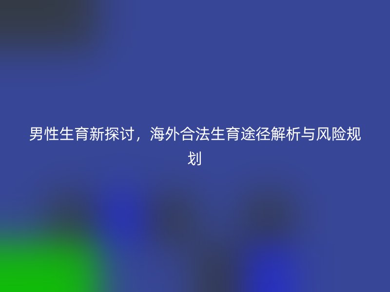 男性生育新探讨，海外合法生育途径解析与风险规划